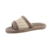 Pantuflas abiertas de piel sintética transfronterizas de Amazon, pantuflas de algodón de felpa para mujer, pantuflas cálidas y peludas para el hogar, exportación de invierno