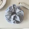 Laço de Cabelo Doce de Bolinhas Azul de Camada Dupla Estilo Coreano Suave Acessório para Rabo de Cavalo Doce