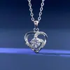 Collar de Plata de Ley S925 con Moissanita de Venta Caliente Transfronteriza para Mujer, Moderno, Sencillo, Lujo Ligero, Estilo Coreano, Collar de Moissanita con Forma de Corazón