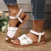 Sandalias Casuales de Punta Abierta para Mujer 2026 Verano Banda Elástica Comercio Exterior Talla Grande Hebilla Suela Plana Elegantes Suela Suave Sandalias de Playa