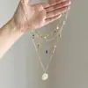 Colar Flor de Pérolas Multicamadas Vintage, Doce e Cool, Corrente de Clavícula de Alta Qualidade, Corrente de Pescoço da Moda de Luxo Leve