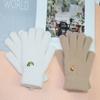 2026 Guantes con Pantalla Táctil Forro Polar Grueso Dibujo Animado Fresa Lindos Guantes de Punto de Cinco Dedos para Mujer Casual Cálidos