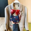 Bolsa de Mezclilla para Mujer con Lazo de Dibujos Animados Nueva Moda Gato Bordado Mini Portátil Cruzado Billetera para Monedas Infantil