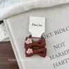Pinza para el cabello con lazo bordado de dibujos animados en tela estilo coreano, par de gomas para coleta de alta elasticidad para niños y bebés