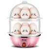 Venta al por mayor de fábrica para el hogar, vaporera de huevos de doble capa, apagado automático, cocedor de huevos, mini artefacto de desayuno multifuncional de acero inoxidable