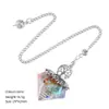 Pingente Pêndulo de Cristal Natural Transfronteiriço com Resina de Pedra Triturada, Árvore da Vida, Yoga Meditação, Frequência Ajustável, Pêndulo de Resina em Forma de Diamante