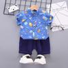 2024 Desgaste Infantil Verão Novo Vestido de Verão Meninos Bebê Bebê Terno Infantil Camisa Casual Terno de manga curta Conjunto de duas peças
