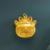 Colgante Ruyi Atrae Riqueza y Tesoro Gato Lindo y Más Fácil de Combinar Oro Gato Arena Oro Esmalte Artesanía Collar Collar Clavícula para Novia