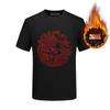 Ropa nueva para hombre 2023 otoño e invierno camiseta pesada de manga corta para hombre con forro polar engrosado pedrería dragón rojo jugando con cuentas