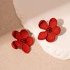 Brincos Retrô Simples de Pétalas de Flor Laqueadas, Modernos, Doces, de Nicho, Estilo para o Dia a Dia, Brincos de Alta Qualidade para Mulheres
