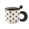 Taza de Cerámica de Puntos Geométricos Taza para Desayuno con Cuchara Taza de Agua de Cerámica Taza de Café Caja de Regalo Regalo de Acompañamiento