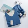 Nuevo Set de Ropa Interior Térmica para Pareja Derong Hombres Ab Doble Cara Sin Costuras Forro Polar Engrosado Ropa y Pantalones de Otoño Mujeres Capa Base