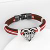 Jóias Punk Transfronteiriças Moda Pulseira de Casal de Couro Tecida à Mão Simples Pulseira de Couro com Coração Vazado