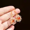 Pendientes de Cristal Natural Blanco Ágata Roja Redondos Transfronterizos Pendientes de Cristal de Lujo Nicho Pendientes de Perlas Redondas de Cristal Venta al por Mayor