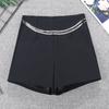 Estilo celebridade da internet corrente de strass casaco shorts para mulheres primavera e verão novo cintura alta leggings elásticas entrega de uma peça 9031
