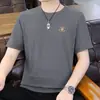 Camiseta de Verano para Hombre de Manga Corta con Patrón de Gofre Tridimensional de Lujo Ligero Europeo, Tejido de Seda Helada de Secado Rápido, con un Toque de Alta Gama para Jóvenes