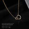 S925 prata esterlina banhada 14K ouro requintado moda duplo anel redondo colar feminino luz nicho design de nicho TikTok Net Red Jewelry