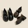 Mocasines de mujer estilo británico, nueva colección otoño 2026, negros, modernos, versátiles, con cordones, tacones gruesos y suelas gruesas para mayor altura