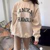 Moletom Crewneck BM Style Brady Outono Novo HAWAII Bordado com Letras Feminino Solto Manga Longa Jaqueta