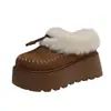 Zapatos de Felpa Gu YunMaillard con Suela Gruesa, Estilo Birken, Peludos, 2026, Retro, para Aumentar la Altura, Cálidos, Perezosos, Slip-on, de Punta Cerrada, de Algodón para Mujer