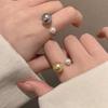 Anel Aberto de Metal com Pérola de Tamanho Gentil Retro Francês Elegante Simples Moda Versátil ni ni ni mesmo estilo de anel