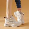 Tênis Dad Shoes com Aumento Interno de Altura para Pessoas Baixas, Tênis Esportivos Casuais Leves, Sapatos Femininos Versáteis de Verão com Solado Grosso, Tênis Brancos com Malha Vazada