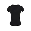 Top de Manga Corta con Cuello Redondo, Estilo Americano Lulu Similar, para Fitness, Camiseta de Verano Suave tipo Niebla, Súper Elástico, Súper Suave, Top Camiseta que Ceñe la Cintura
