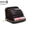 Cartera Pequeña Multifuncional con Cremallera de Piel de Vacuno de Primera Capa, Tarjetero Acordeón Antirrobo RFID, Tarjetero para Mujer, Tarjetero para Hombre