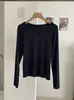 KEKEZOON Estilo japonés y coreano, cuello redondo simple, hombro recto, color liso, entallado en la cintura, adelgazante, manga larga, camiseta básica de capas para mujer 8547
