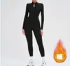 Traje de una pieza transfronterizo Otoño e Invierno Yuean, Mono de yoga ajustado con forro polar, Conjunto de una pieza cálido para correr y fitness 8445