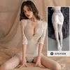Lingerie Sexy, Saia Justa que Abraça o Quadril, Uniforme de Secretária Sexy, Conjunto de Roupa Sedutor de Renda com Decote em V Profundo Transparente Pura Desejo