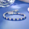 Pulsera Europea y Americana Transfronteriza de Plata 925 con Moissanita, Pulsera de Zafiro Cultivado y Moissanita, Joyería Versátil de Moda al por Mayor