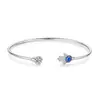 Pulsera Abierta de Mano de Fátima Inlaid con Circonita Redonda de Plata de Ley S925 para Mujer, Nueva Joyería de Mano Transfronteriza Europea y Americana, Venta al por Mayor