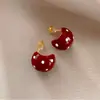 Brincos Ankora de Bolinhas Vermelhas para Mulheres 2025 Novo Design de Nicho Brincos de Alta Qualidade com Esmalte Gotejado