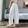Pantalones de aire de pierna ancha estilo coreano para mujer, nueva colección de verano 2026, pantalones casuales versátiles de cintura alta adelgazantes, cropped con dobladillo de volantes