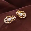 Pendientes de Moda Populares Coreanos Pendientes Distintivos para Mujer Pendientes de Metal Doble Corazón Circonita Pendientes Pequeños Frescos de Moda Pendientes de Celebridad de Internet