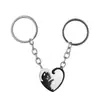Chaveiro de Gatinho em Aço Inoxidável em Formato de Coração da Amazon Chaveiro Yin-Yang de Gato Combinando para Casal Pingente de Carro Chaveiro