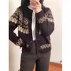 Cárdigan Vintage Fair Isle 2025 de Lana Nueva para Mujer, Cuello Redondo, Estilo Otoño e Invierno, Estilo Relajado, Top de Punto Grueso