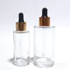 Botella de Aceite Esencial Transparente de 50 ml con Gotero de Goma Transparente Botella de Vidrio Espeso para Esencia Botella Dispensadora Cosmética