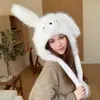 Chapéu de Pelúcia com Orelhas de Cachorro Peludo para Mulheres no Outono e Inverno, Proteção contra Frio, Proteção Auricular, Aquecimento, Versátil e que Mostra o Rosto, Pequeno Chapéu de Tricô