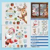 Decorações de Natal para a Sala de Estar, Adesivos Eletrostáticos para Portas e Janelas de Vidro, Rena, Presentes, Flocos de Neve, Sinos
