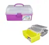 Caja de Herramientas de Plástico Negra Portátil Doble Capa Caja de Almacenamiento de Ferretería con Tapa Superior de Bandeja tiene Caja de Piezas Resistente a Caídas Al por Mayor