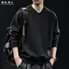Sudadera de Forro Polar con Textura de Puntos de Colores, Cuello Henley de Gama Alta, Nueva para Otoño para Hombre, Casual, Holgada, Talla Grande