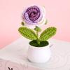 Tejido Terminado Rosa Planta en Maceta Día del Maestro Día de San Valentín Regalo Flor Artificial Bonsái Lana Tejida Rosa Adornos de Flores