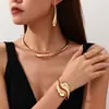 Pulsera de Ins Transfronteriza Europea y Americana, Collar de Lujo Accesible, Pendientes de Perla, Collar Pulsera de Diseño Geométrico de Ola Exagerada Personalizado