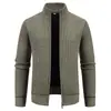 Cárdigan Grueso de Punto para Hombre con Cuello Alto y Cremallera Otoño Invierno Plus Terciopelo Espesado Abrigo Suéter Casual de Negocios Top Cálido