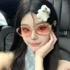 Gafas de Sol Redondas Estilo Hong Kong 2025 Nuevas Rosadas Degradadas para Mujer con Rostros Pequeños, Gafas de Sol de Moda con Forma Cóncava para Fotos, Protección UV