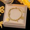 Pulsera de pareja estilo hip hop exagerada con doble capa de corazón de melocotón, estilo retro de corte, pulsera de corazón hueco de moda simple