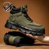 Botas Martin de Caña Alta para Hombre para Exteriores, Botas de Trabajo Antideslizantes Resistentes al Desgaste con Suela Gruesa y Cremallera Lateral, Botas Casuales para Hombre