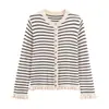 Ropa Europea y Americana Transfronteriza Aliexpress Moda Popular Casual Decorativa en Capas Chaqueta de Punto